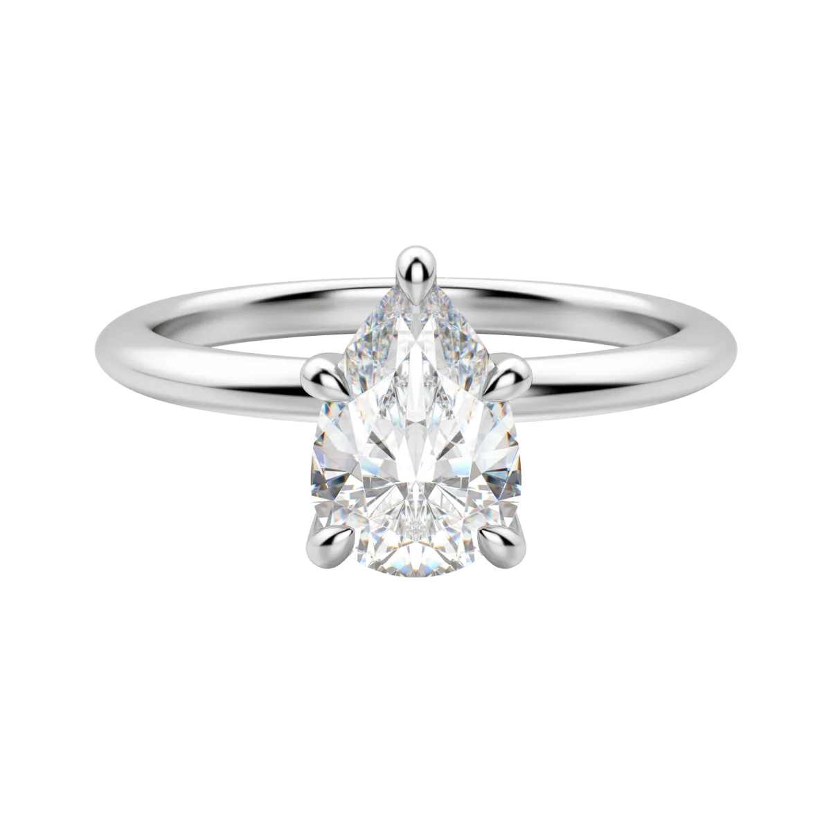 1.33 CT Pear Solitaire Moissanite Engagement Ring With Hidden Halo Setting - crownmoissanite