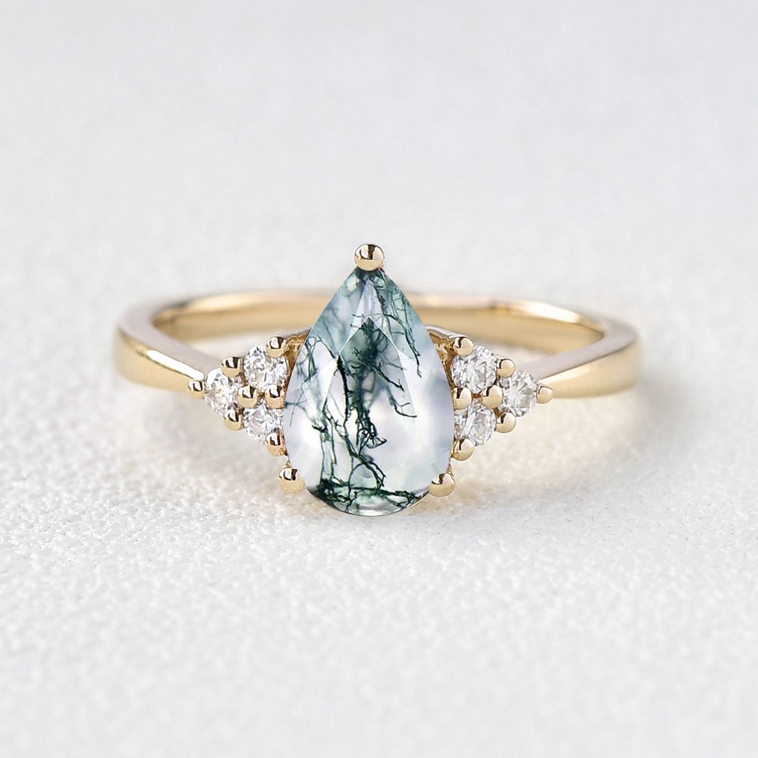 1.52 CT Pear Shaped Moissanite Cluster Engagement Ring - crownmoissanite