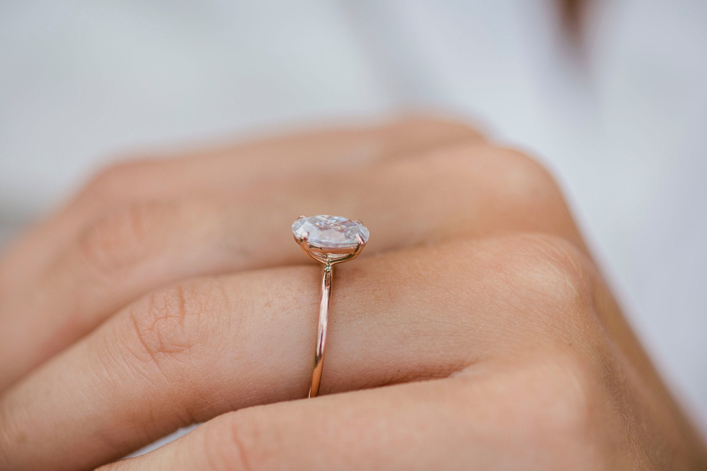 1.85 CT Oval Solitaire Moissanite Engagement Ring - crownmoissanite