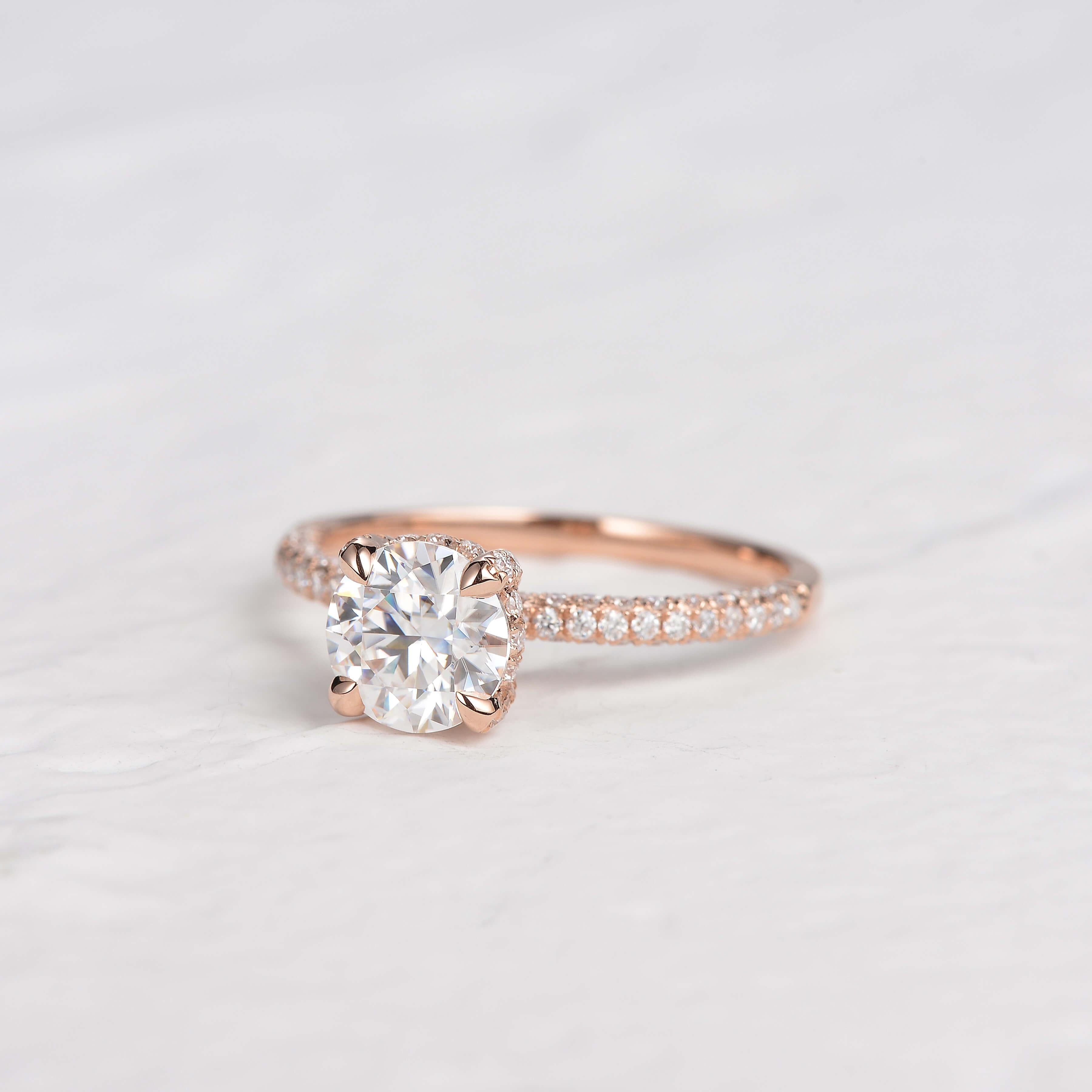 3.2 CT Round Cut Solitaire Pave Moissanite Engagement Ring - crownmoissanite