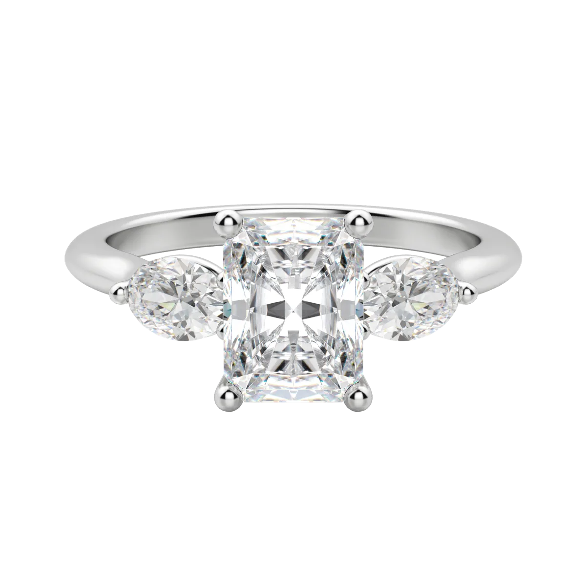 1.67 CT Radiant Cut 3 Stone Moissanite Engagement Ring - crownmoissanite