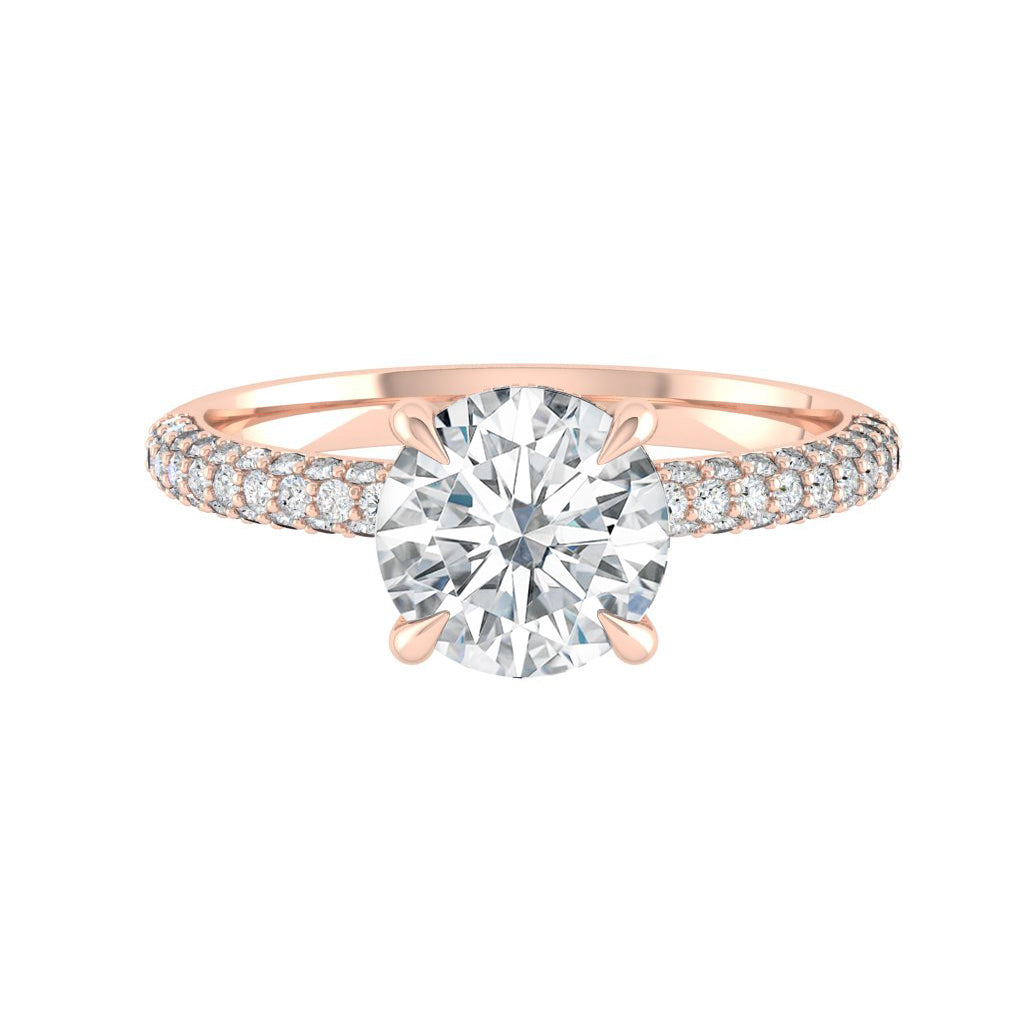1.85 CT Round Cut Hidden Halo Pave Moissanite Engagement Ring - crownmoissanite