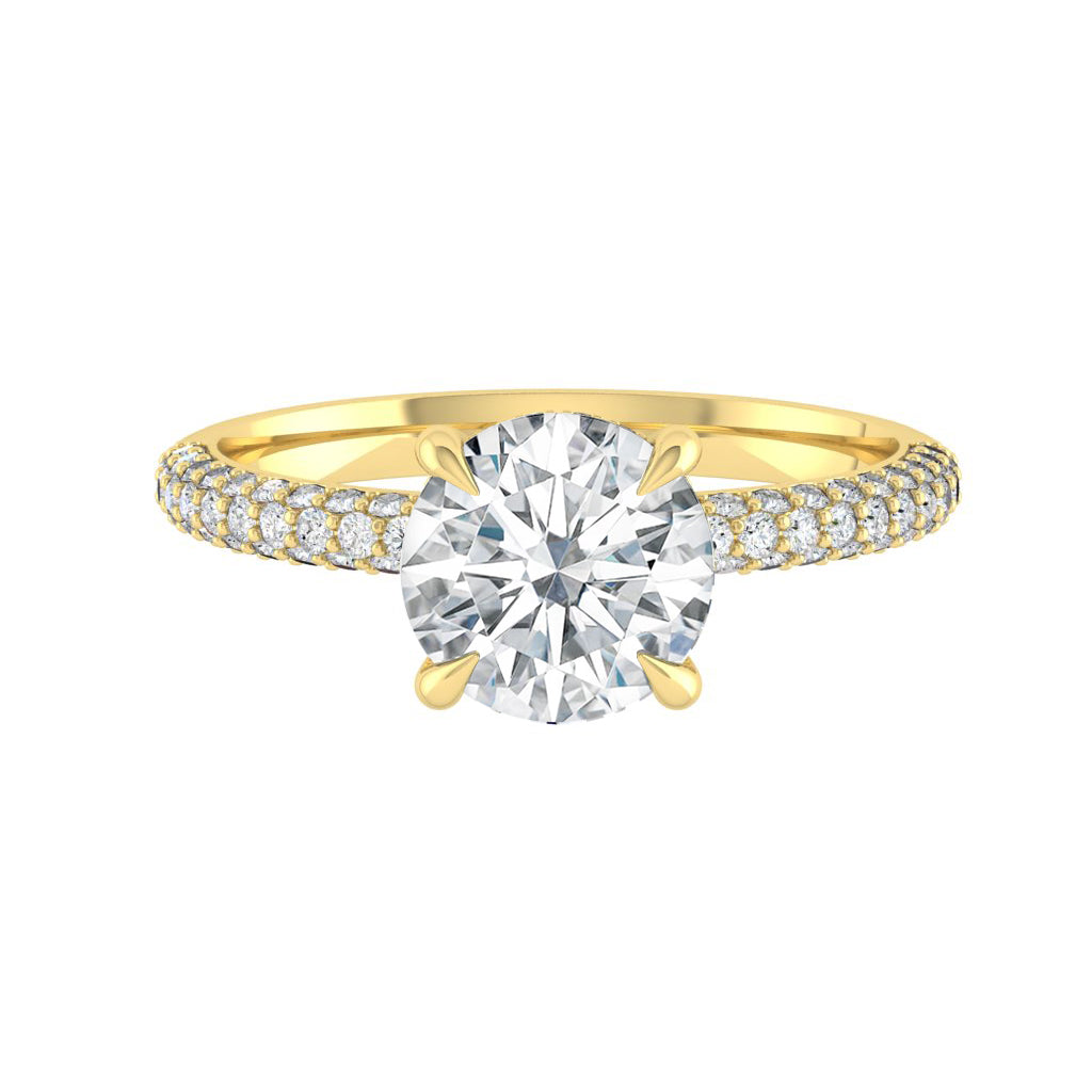 1.85 CT Round Cut Hidden Halo Pave Moissanite Engagement Ring - crownmoissanite