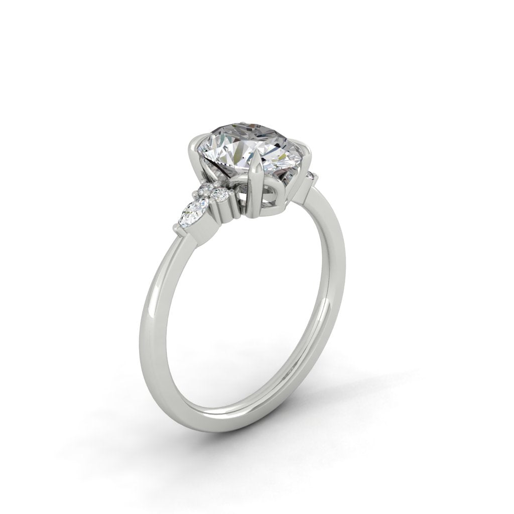 1.91 CT Oval Cut Cluster Moissanite Engagement Ring - crownmoissanite