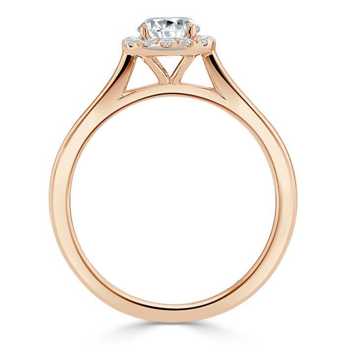 0.75 CT Round Cut Halo Moissanite Engagement Ring - crownmoissanite