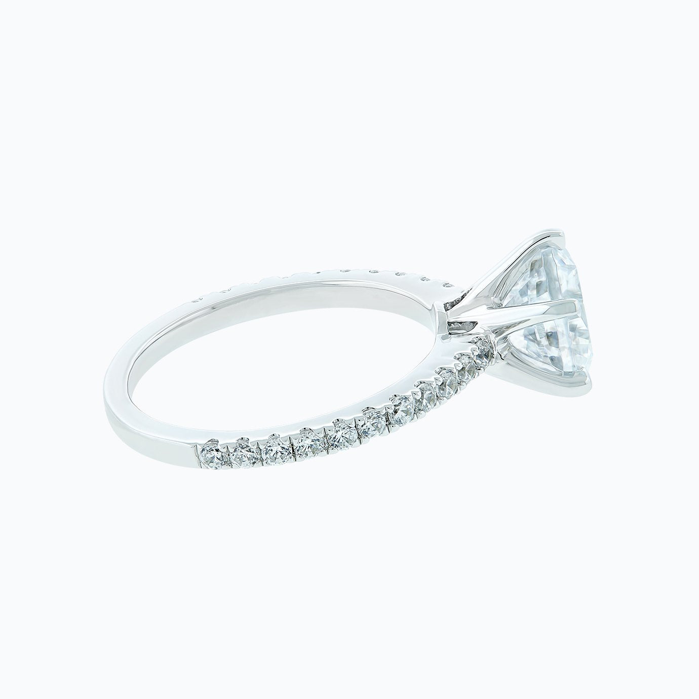 2.0 CT Round Shaped Moissanite Solitaire Pave Setting Engagement Ring - crownmoissanite
