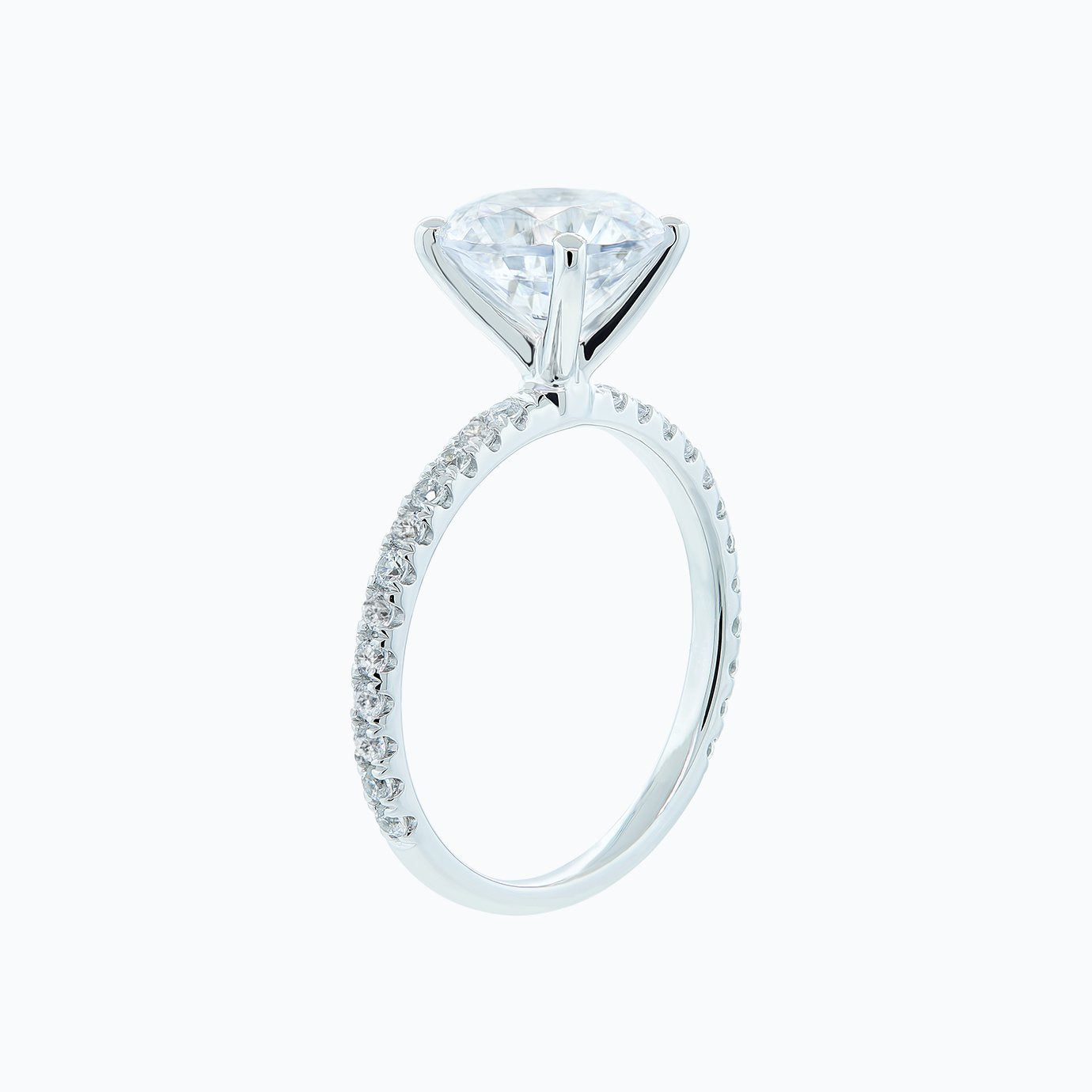 2.0 CT Round Shaped Moissanite Solitaire Pave Setting Engagement Ring - crownmoissanite