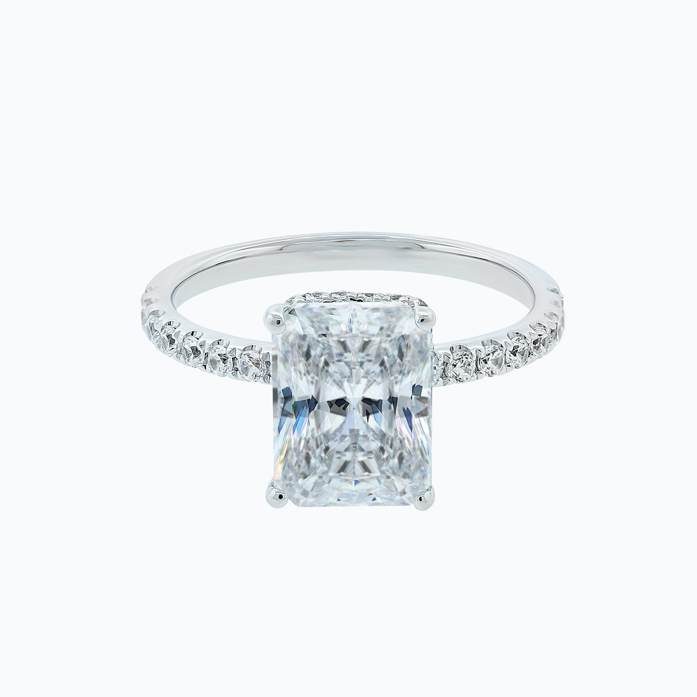 3.0 CT Radiant Shaped Moissanite Solitaire Pave Setting Engagement Ring - crownmoissanite