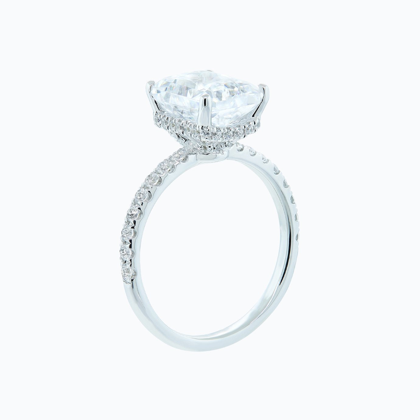 3.0 CT Radiant Shaped Moissanite Solitaire Pave Setting Engagement Ring - crownmoissanite