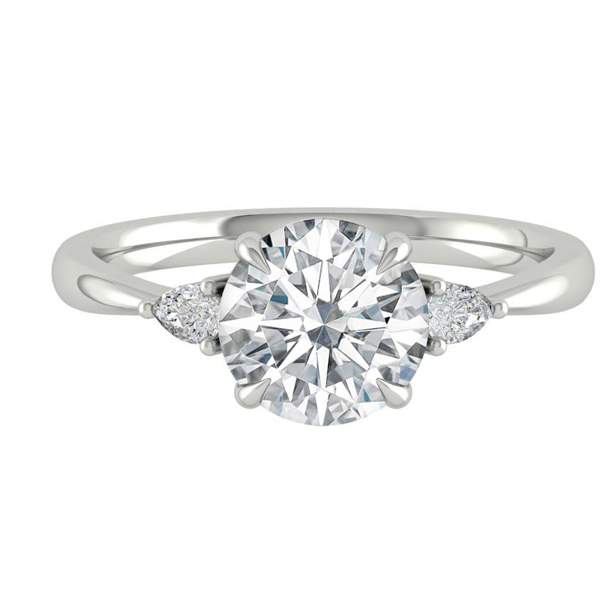 2.65 CT Round Cut Three Stone Moissanite Engagement Ring - crownmoissanite