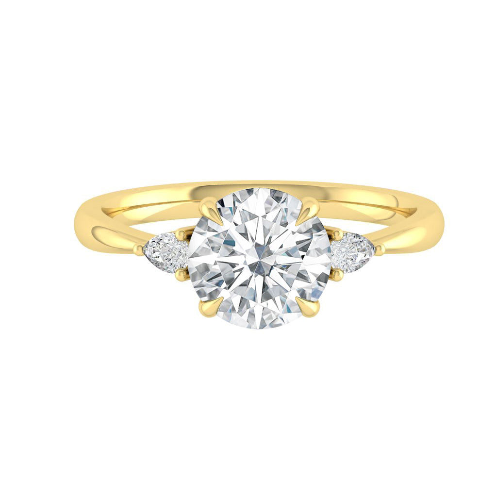 2.65 CT Round Cut Three Stone Moissanite Engagement Ring - crownmoissanite