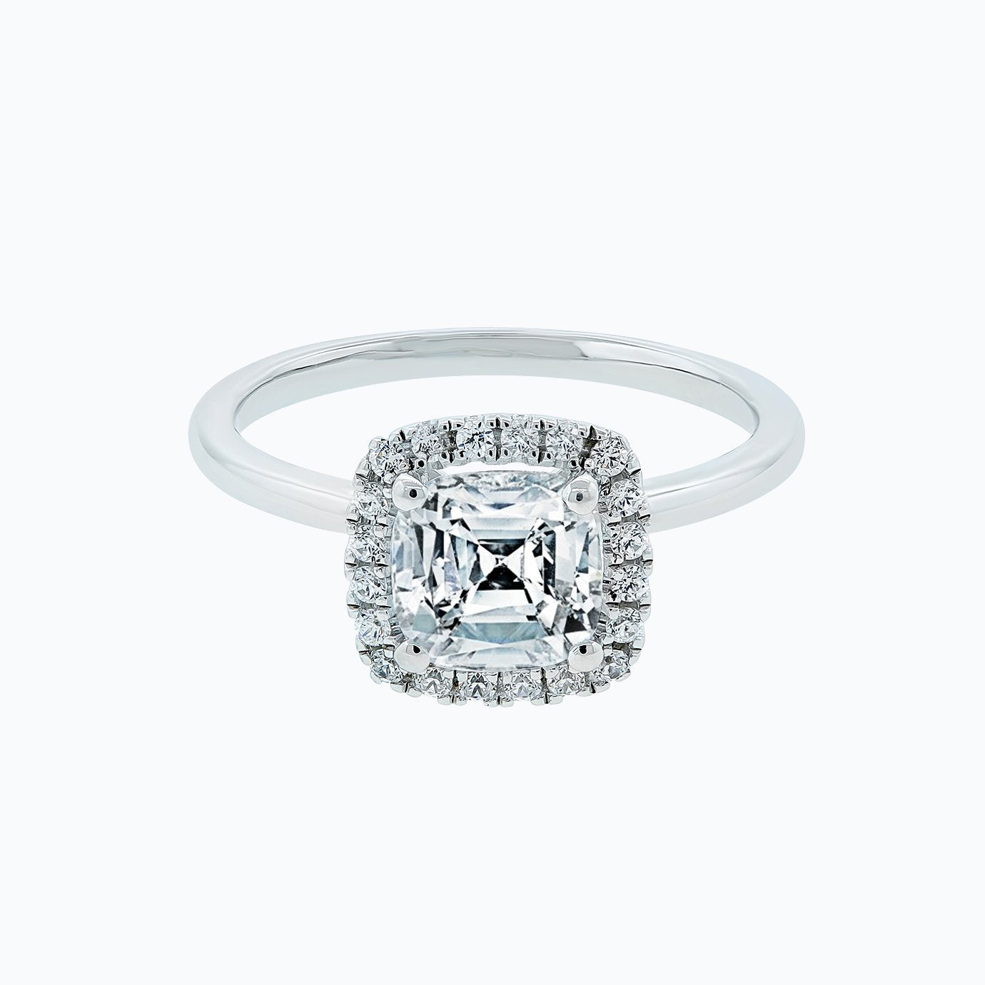 1.50 CT Cushion Shaped Moissanite Halo Engagement Ring - crownmoissanite