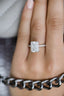 4.60 CT Radiant Solitaire Hidden Halo & Pave Moissanite Engagement Ring - crownmoissanite