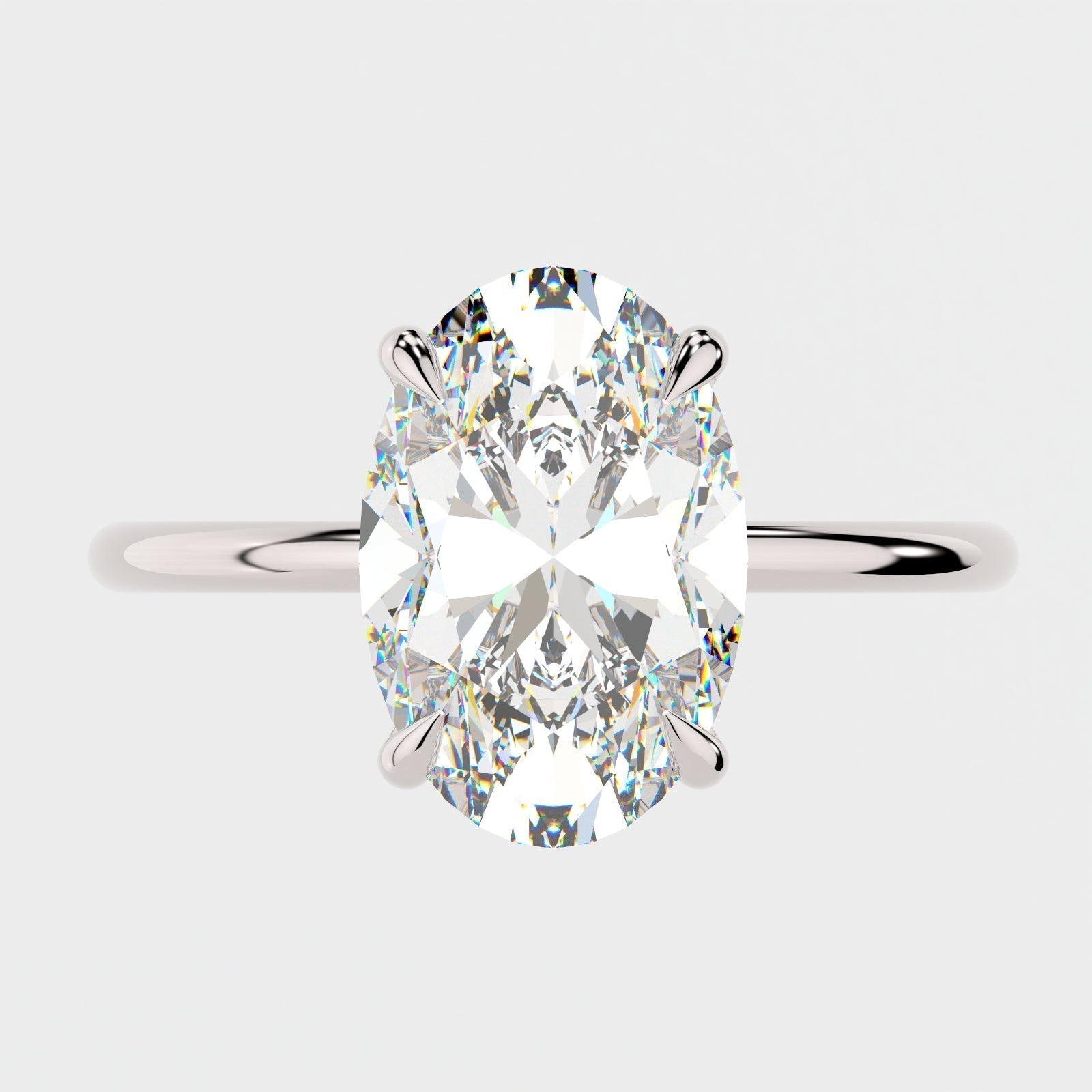 1.0 - 4.0 CT Oval Solitaire Moissanite Engagement Ring - crownmoissanite
