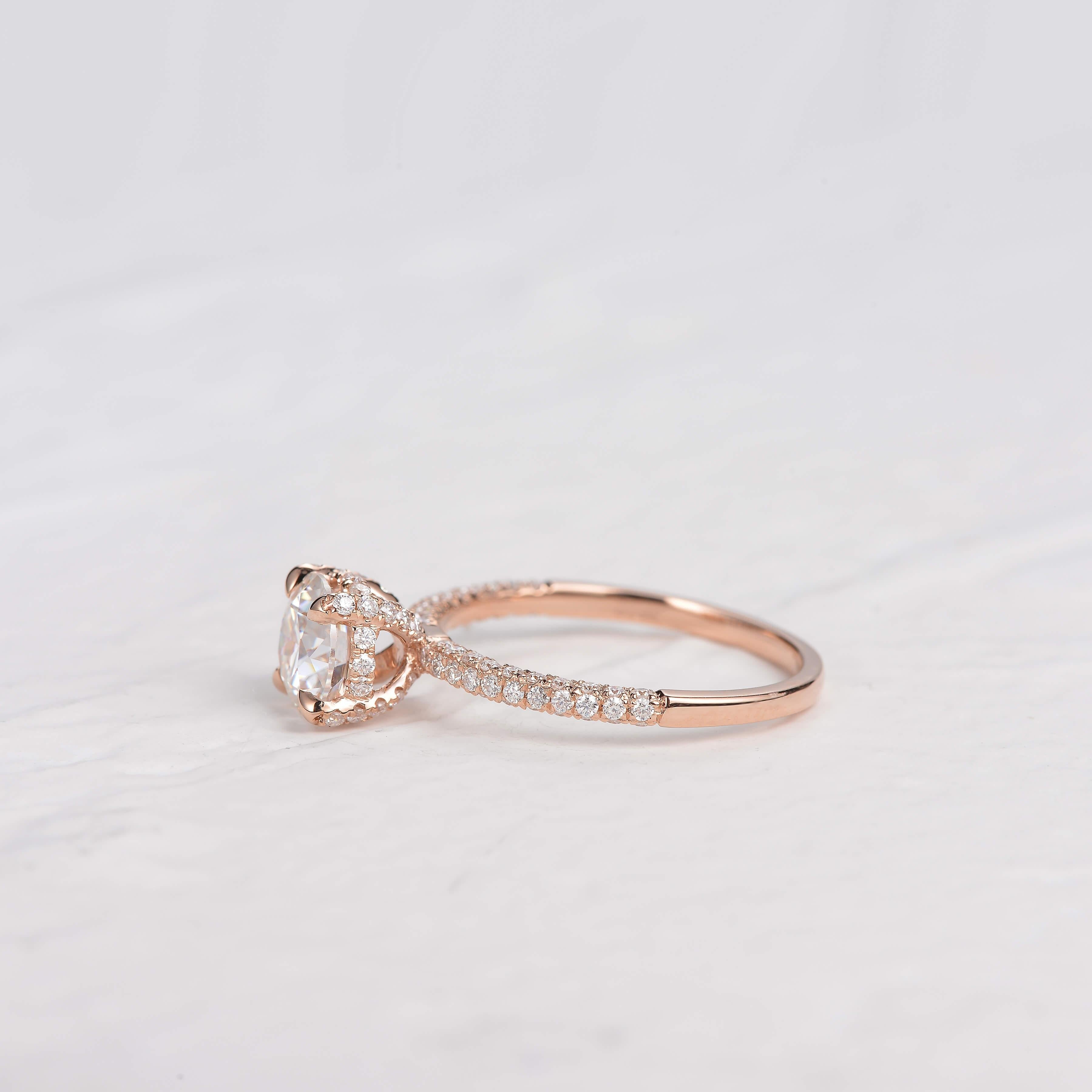 3.2 CT Round Cut Solitaire Pave Moissanite Engagement Ring - crownmoissanite