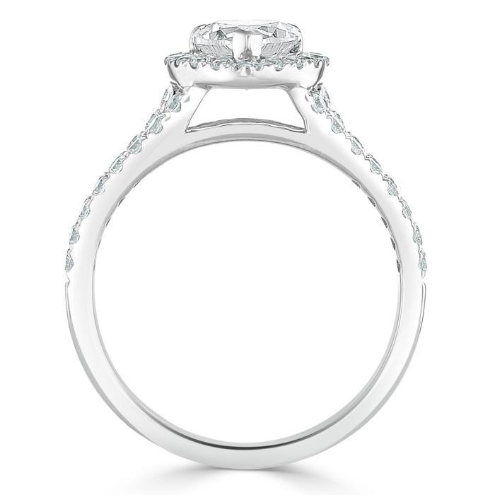 1.0 CT Heart Cut Halo Split Shank Style Moissanite Engagement Ring - crownmoissanite