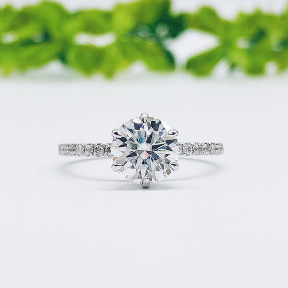 1.85 CT Round Cut Hidden Halo Pave Moissanite Engagement Ring - crownmoissanite