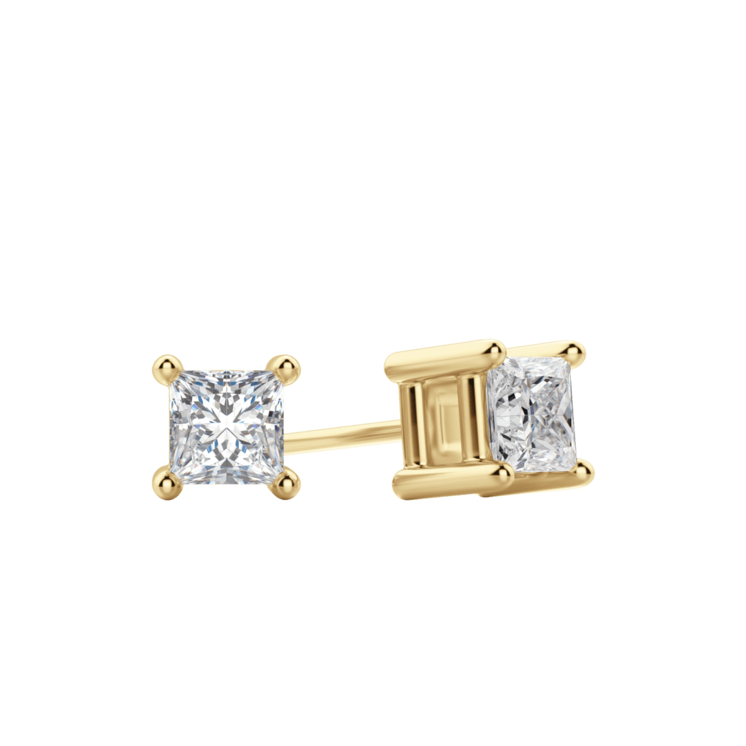0.50-1.0 TCW Princess Shaped Moissanite Solitaire Stud Earrings - crownmoissanite
