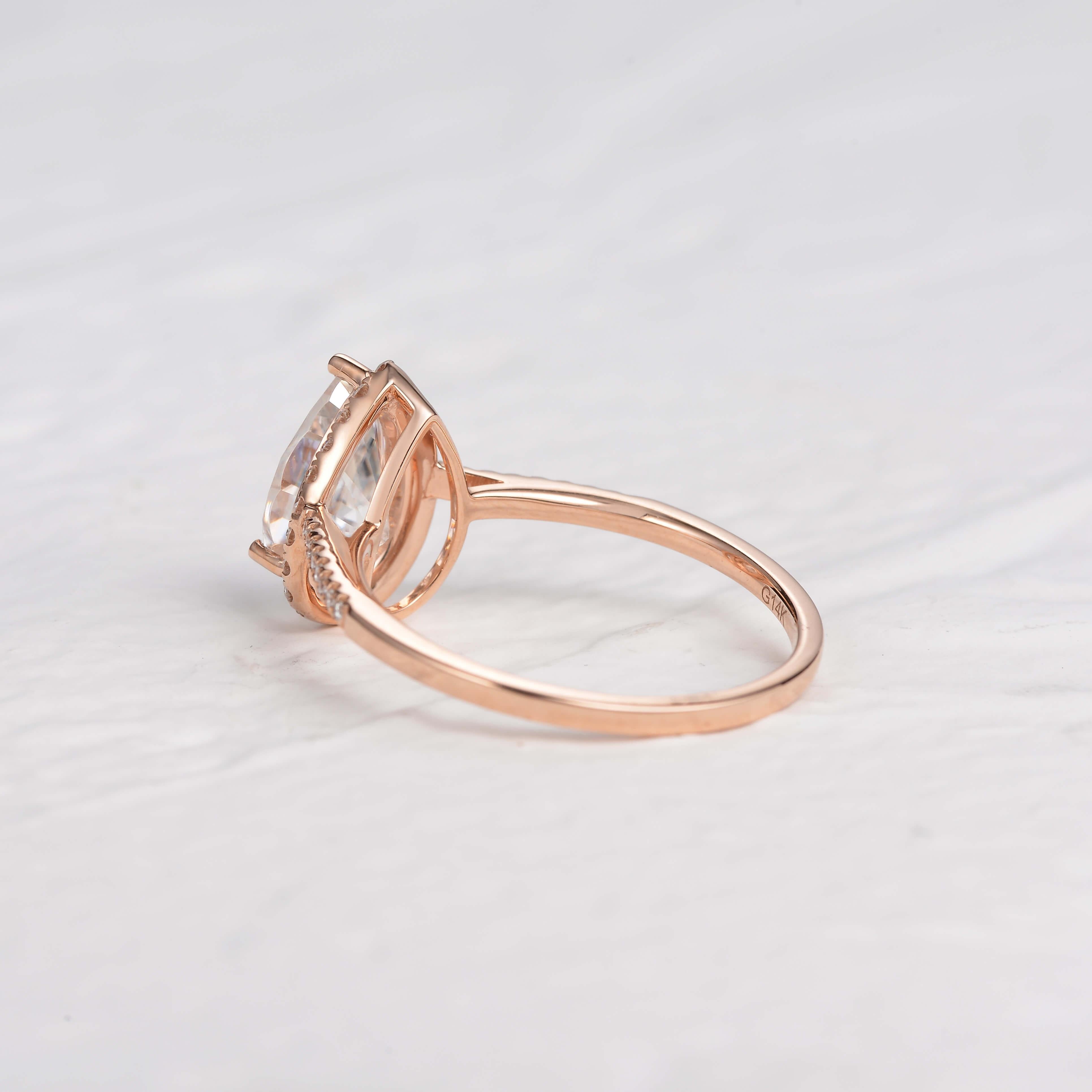 1.25 CT Pear Shaped Moissanite Halo Engagement Ring - crownmoissanite