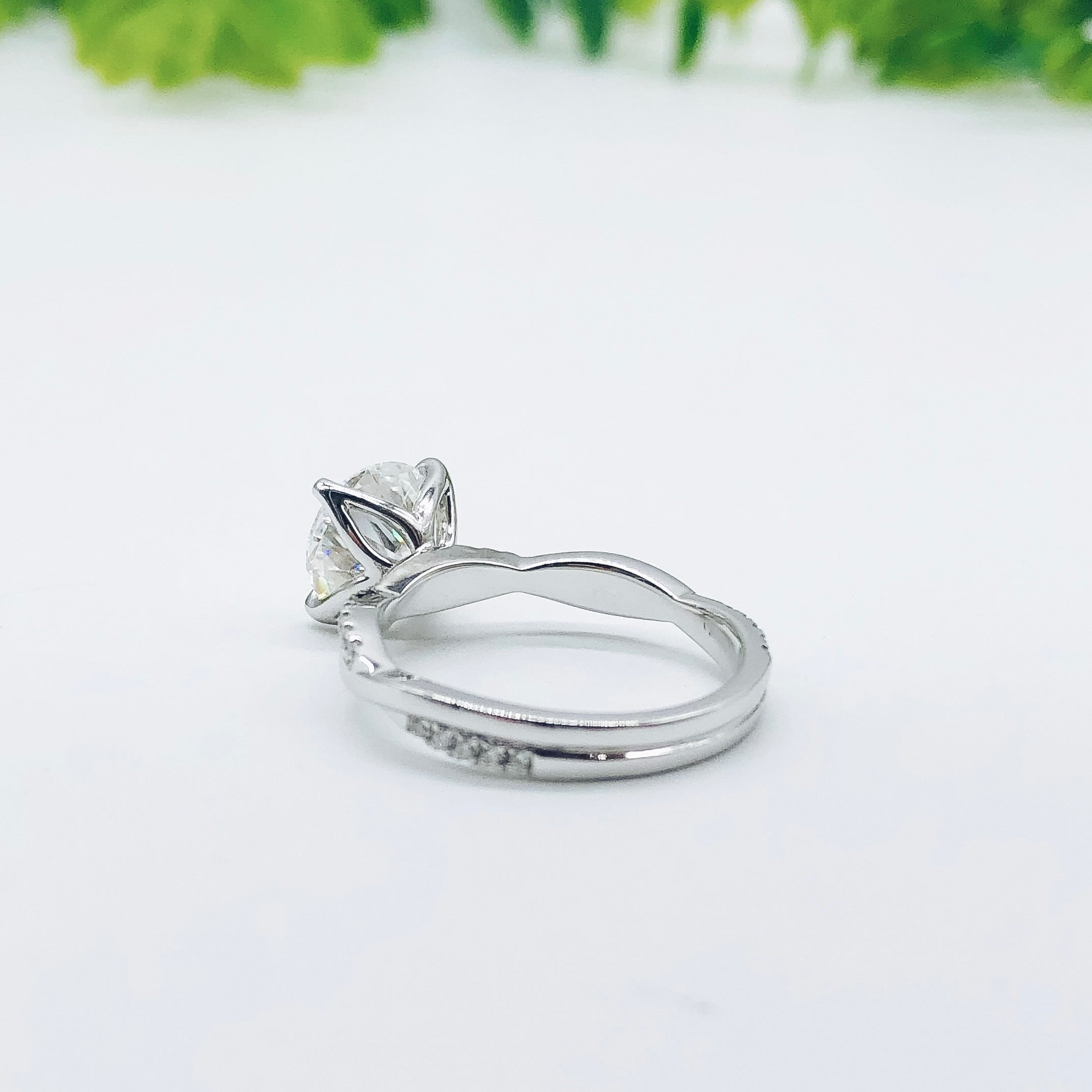 1.85 CT Round Cut Solitaire Twisted Pave Moissanite Engagement Ring - crownmoissanite