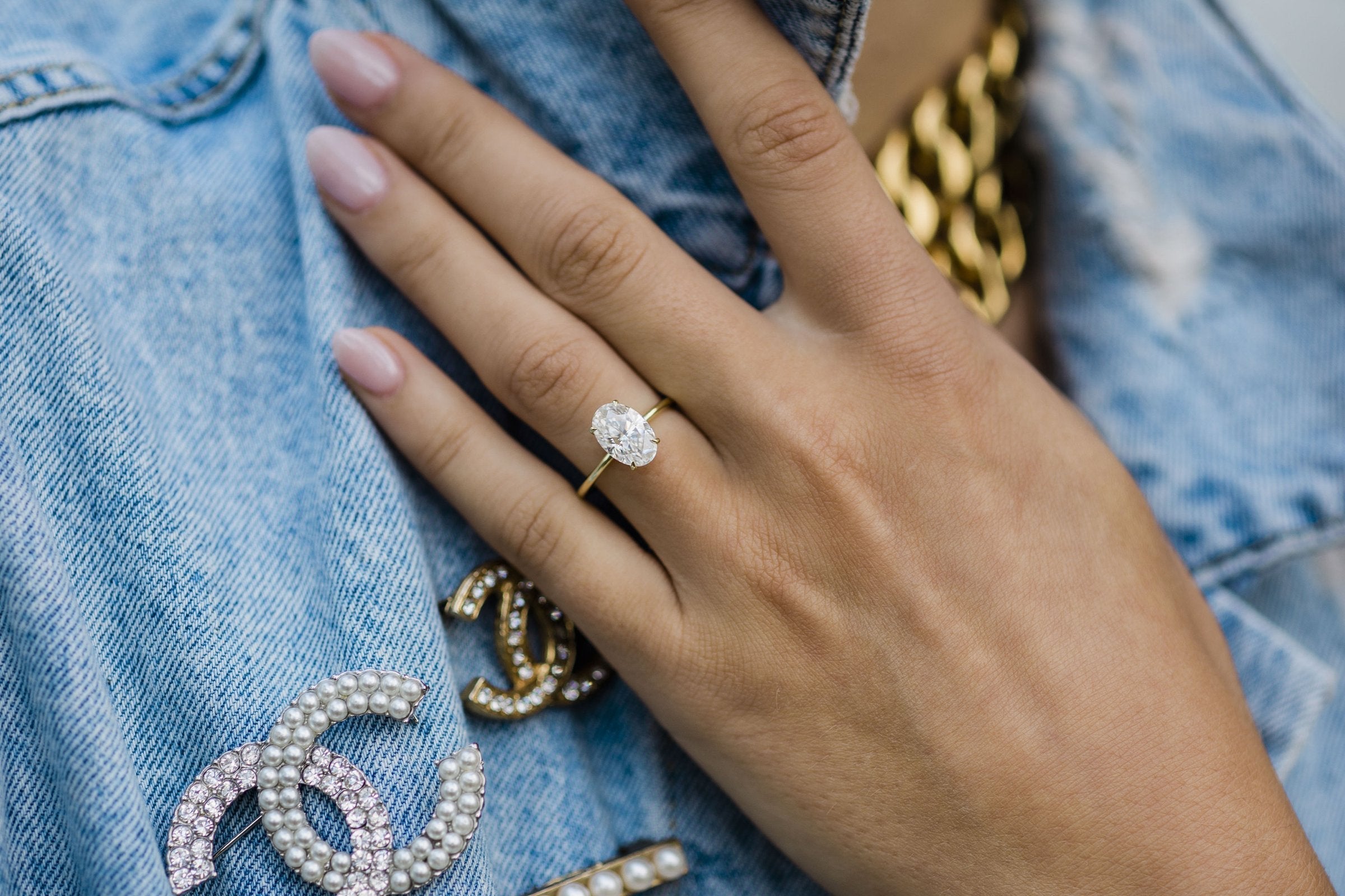 1.0 - 2.5 CT Oval Solitaire Hidden Halo Moissanite Engagement Ring - crownmoissanite