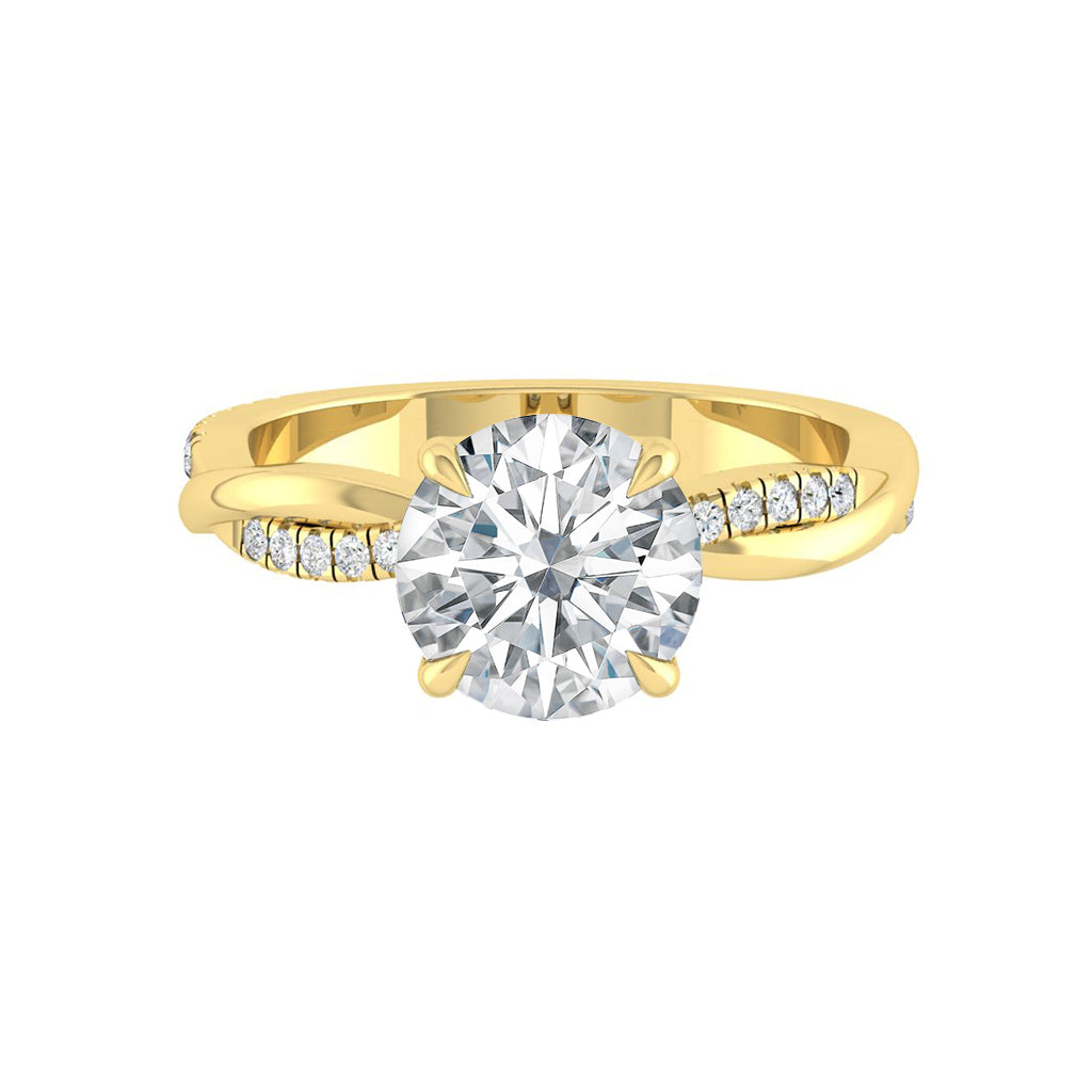 1.85 CT Round Cut Solitaire Twisted Pave Moissanite Engagement Ring - crownmoissanite