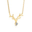 0.18 TCW Round Cut Elk Antlers Moissanite Diamond Necklace