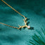 0.18 TCW Round Cut Elk Antlers Moissanite Diamond Necklace