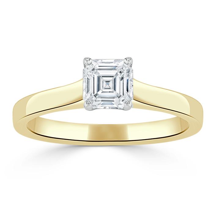 1.0 CT Asscher Cut Solitaire Moissanite Engagement Ring - crownmoissanite