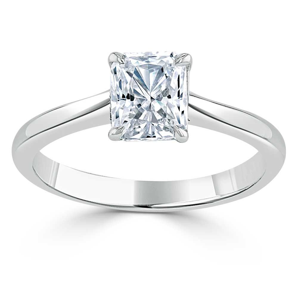 1.0 CT Radiant Cut Solitaire Moissanite Engagement Ring - crownmoissanite