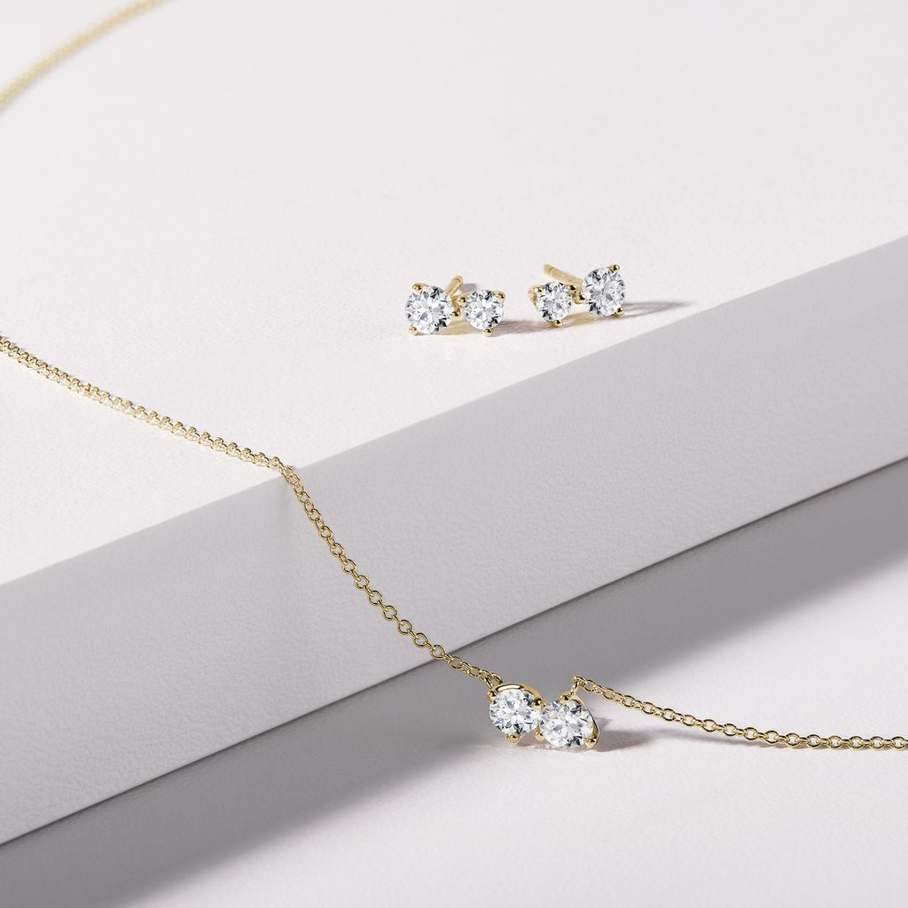 0.35 TCW Round Moissanite Diamond Two Stones Pendent Necklace - crownmoissanite