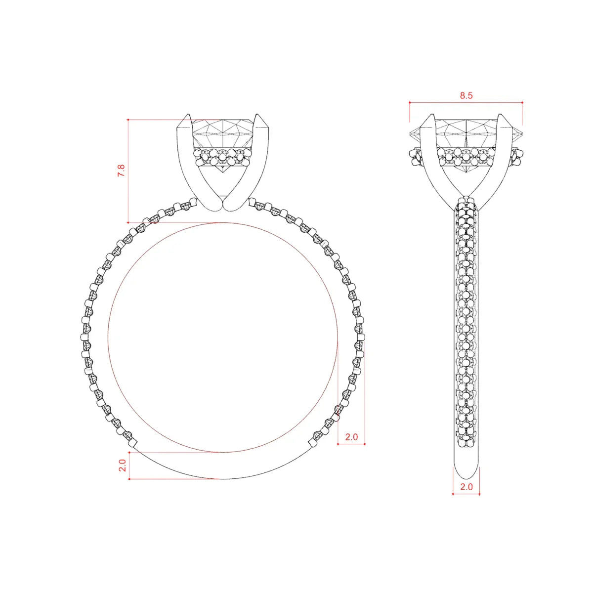 1.91 CT Oval Solitaire Moissanite Engagement Ring With Pave Setting - crownmoissanite