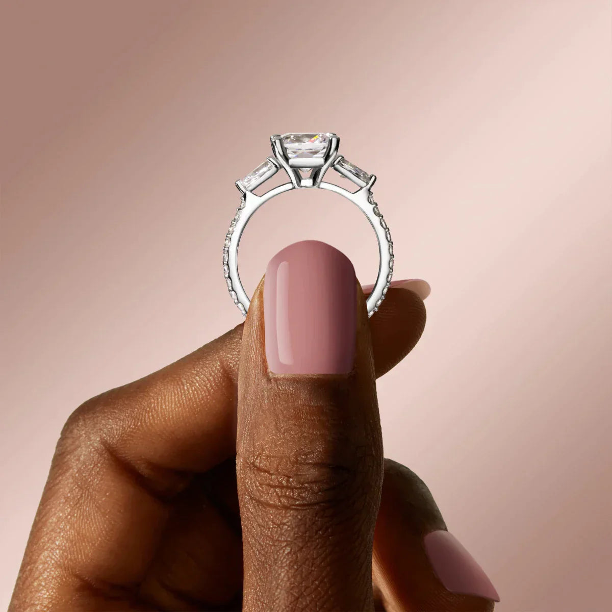 2.54 CT Cushion 3 Stone Moissanite Engagement Ring - crownmoissanite