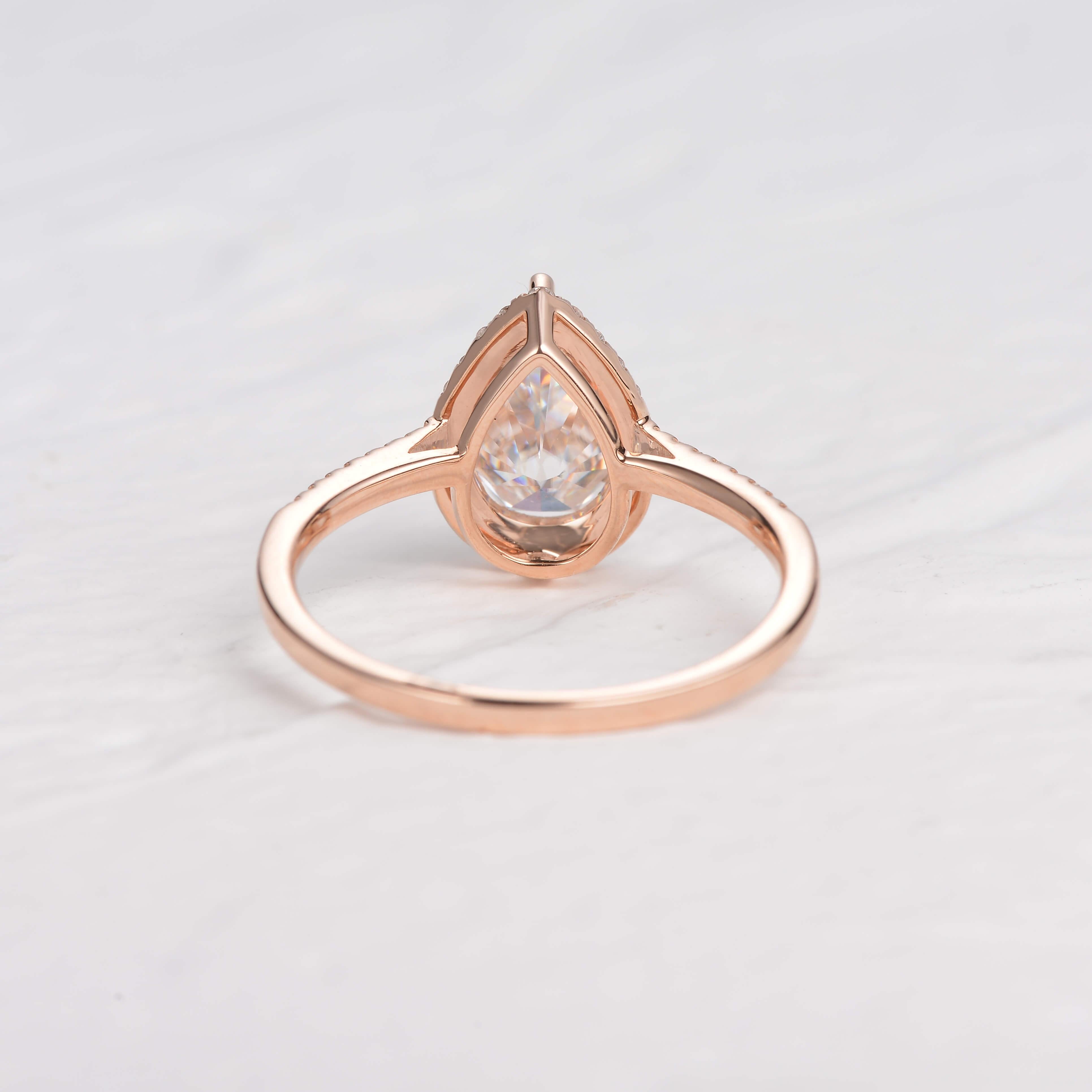 1.25 CT Pear Cut Halo Pave Moissanite Engagement Ring - crownmoissanite