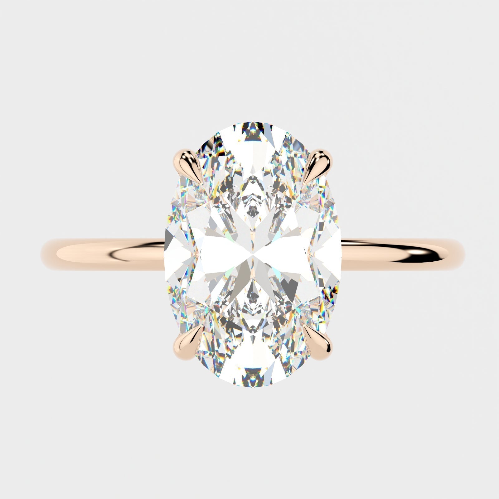 1.0 - 4.0 CT Oval Solitaire Moissanite Engagement Ring - crownmoissanite