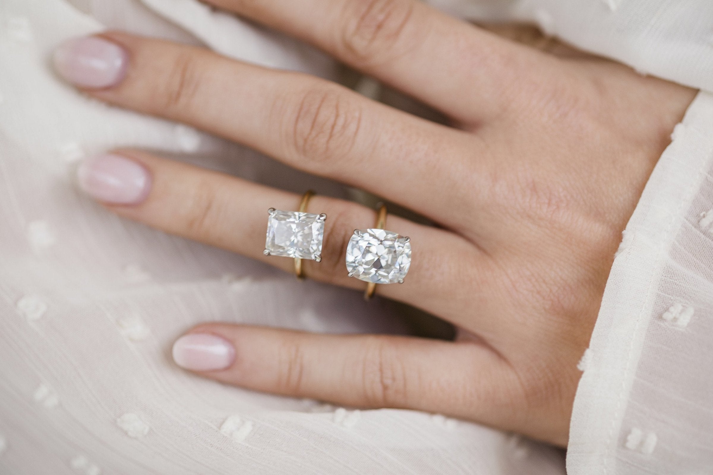 4.20 CT Crushed Ice Radiant Solitaire Hidden Halo Moissanite Engagement Ring - crownmoissanite