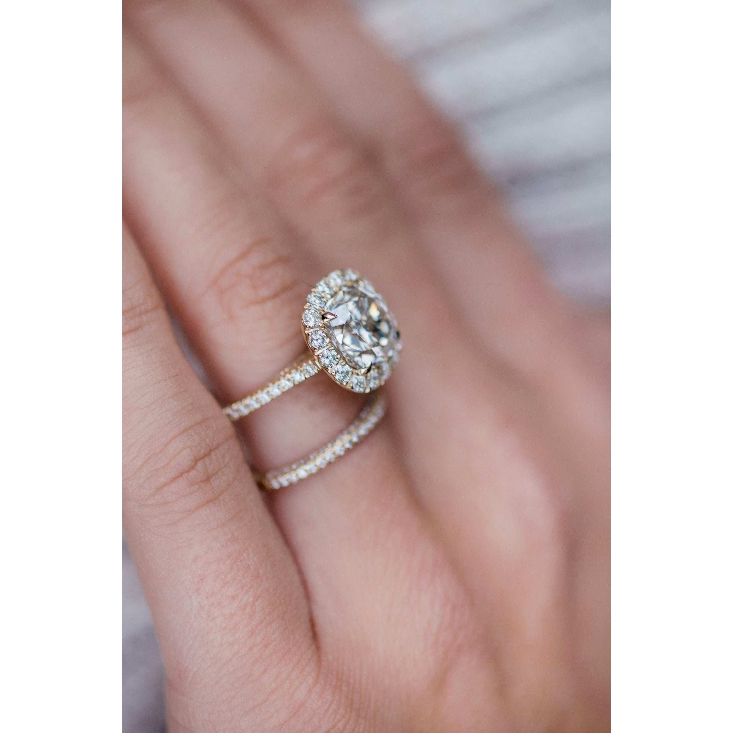 4.0 CT Cushion Halo & Pave Moissanite Engagement Ring - crownmoissanite