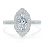 1.0 CT Marquise Shaped Moissanite Halo Engagement Ring - crownmoissanite