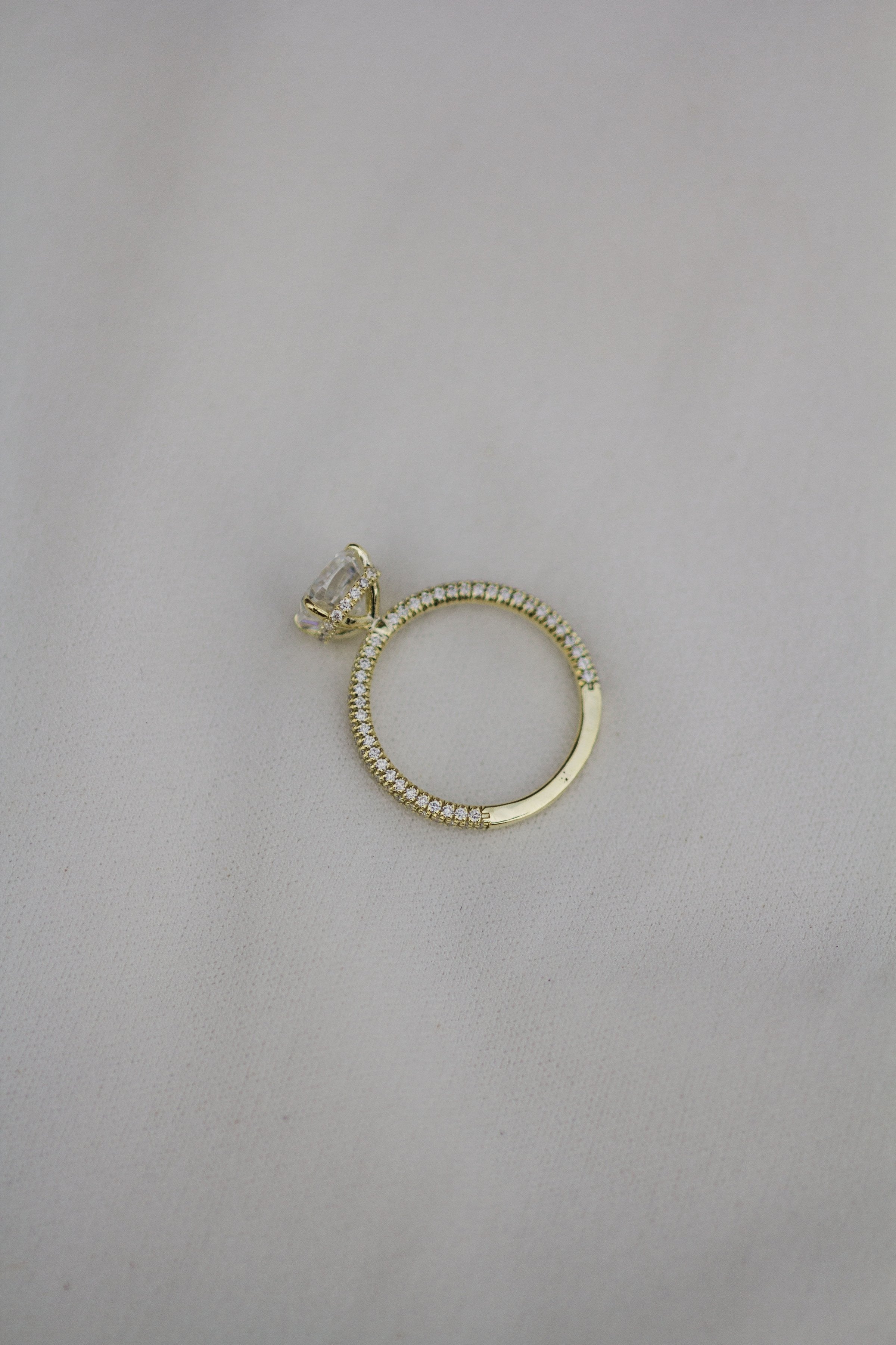 2.0 CT Cushion Hidden Halo & Pave Moissanite Engagement Ring - crownmoissanite