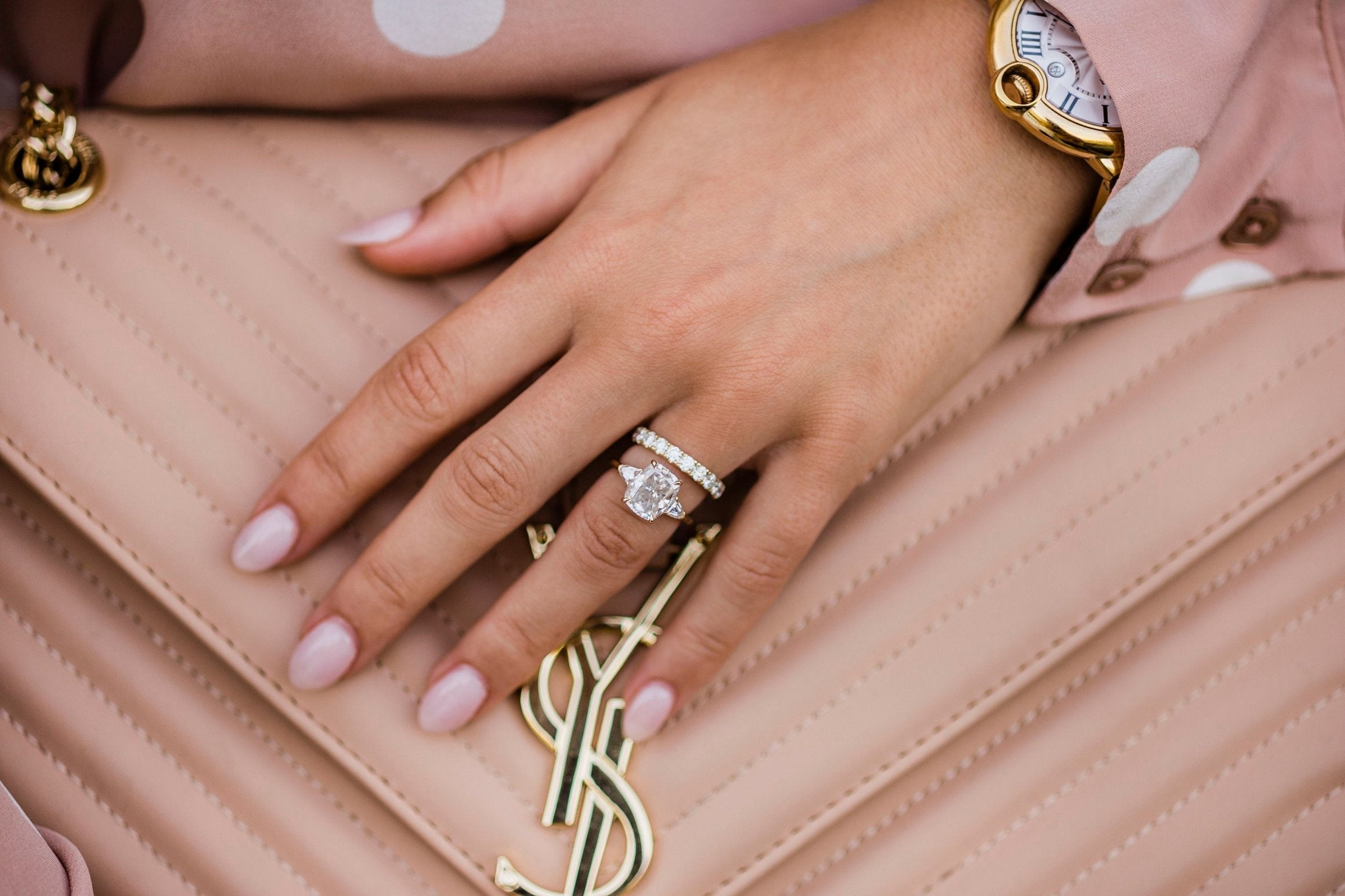 2.50 CT Elongated Cushion Three Stone Moissanite Engagement Ring - crownmoissanite