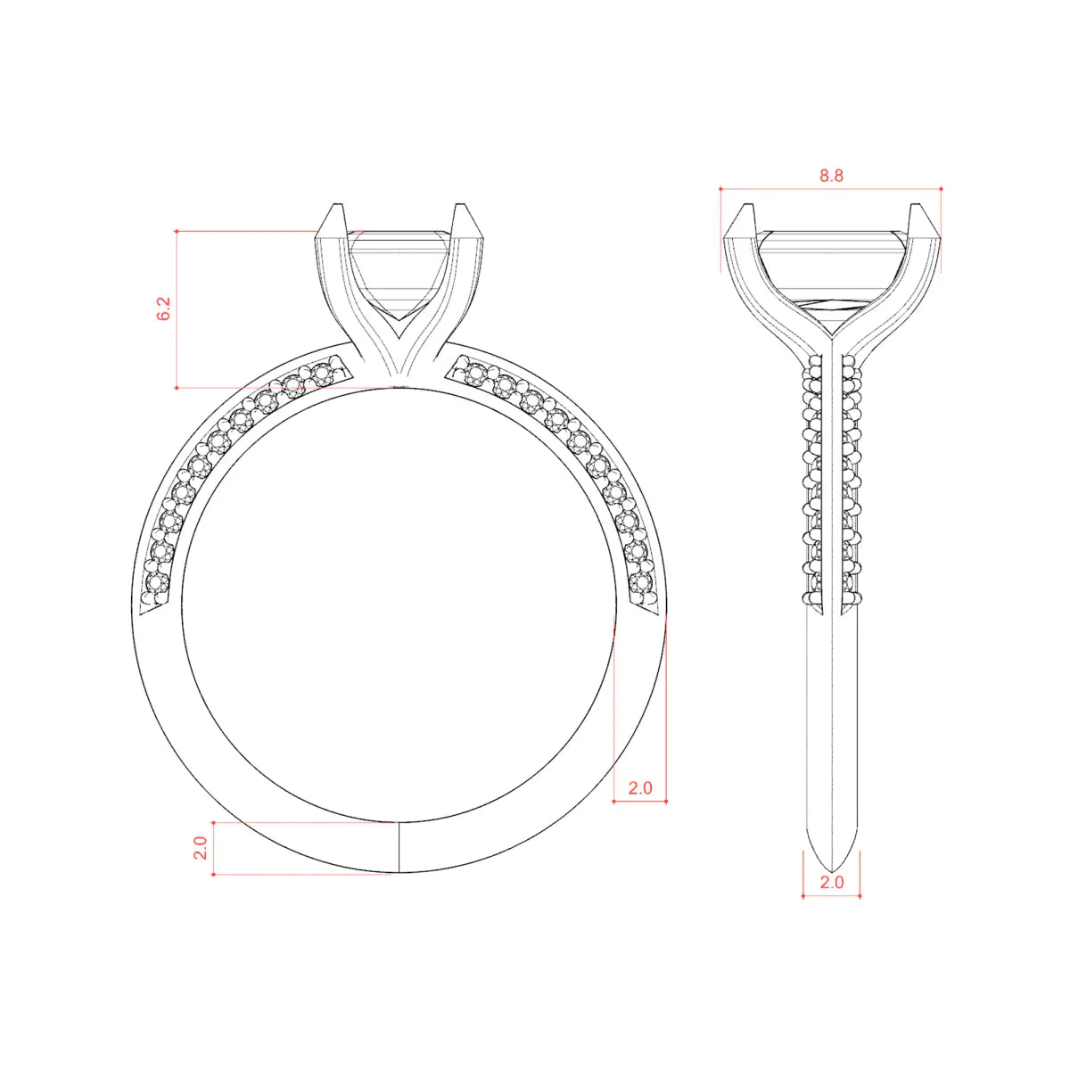 1.60 CT Emerald Shaped Moissanite Solitaire Engagement Ring - crownmoissanite