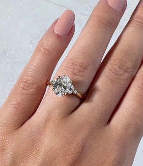 1.5-2.5 CT Oval Cut Moissanite Cluster Style Engagement Ring
