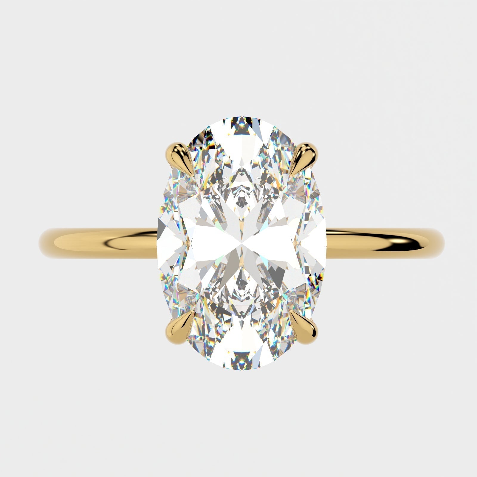 1.0 - 4.0 CT Oval Solitaire Moissanite Engagement Ring - crownmoissanite