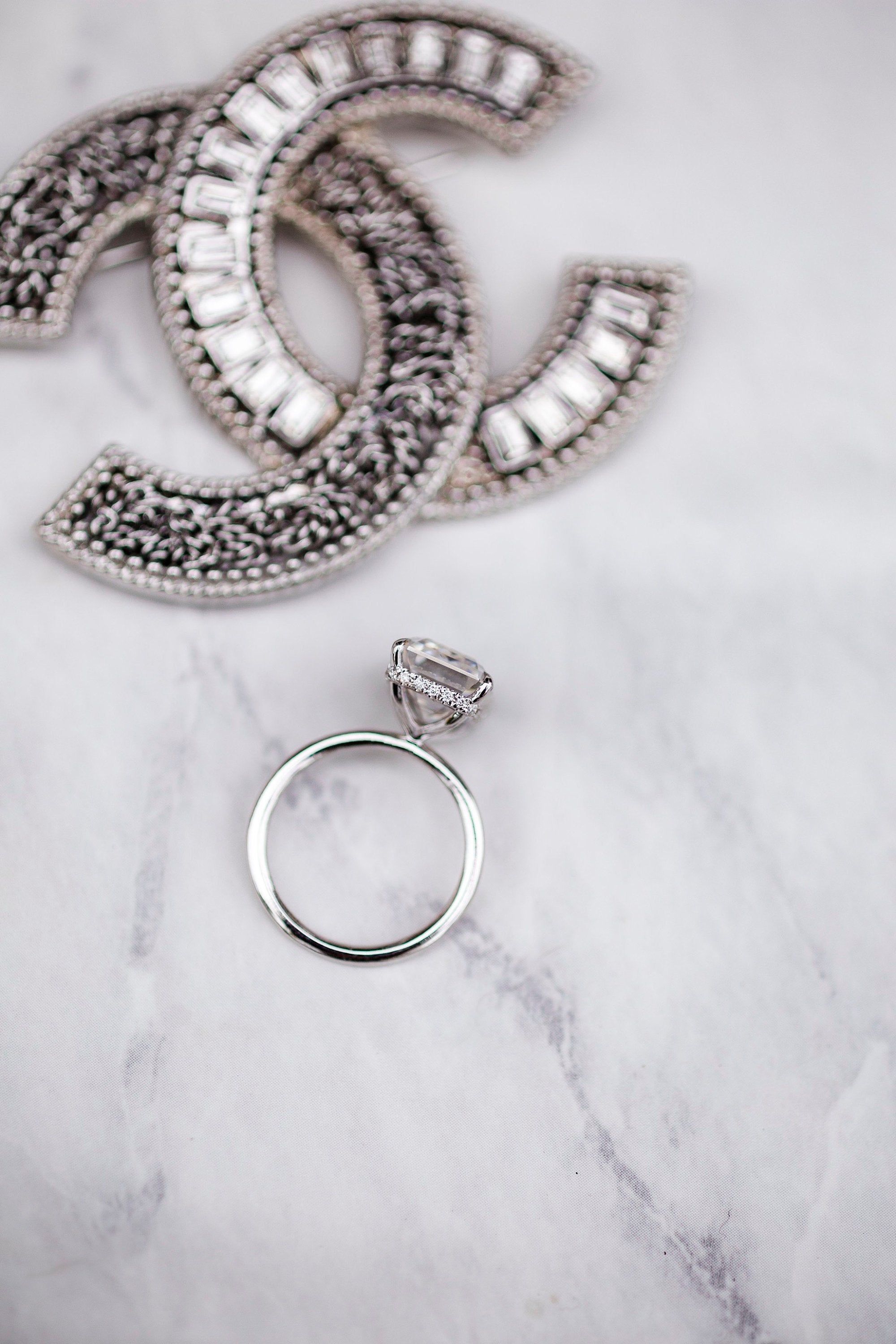 5.50 CT Emerald Solitaire Hidden Halo Moissanite Engagement Ring - crownmoissanite