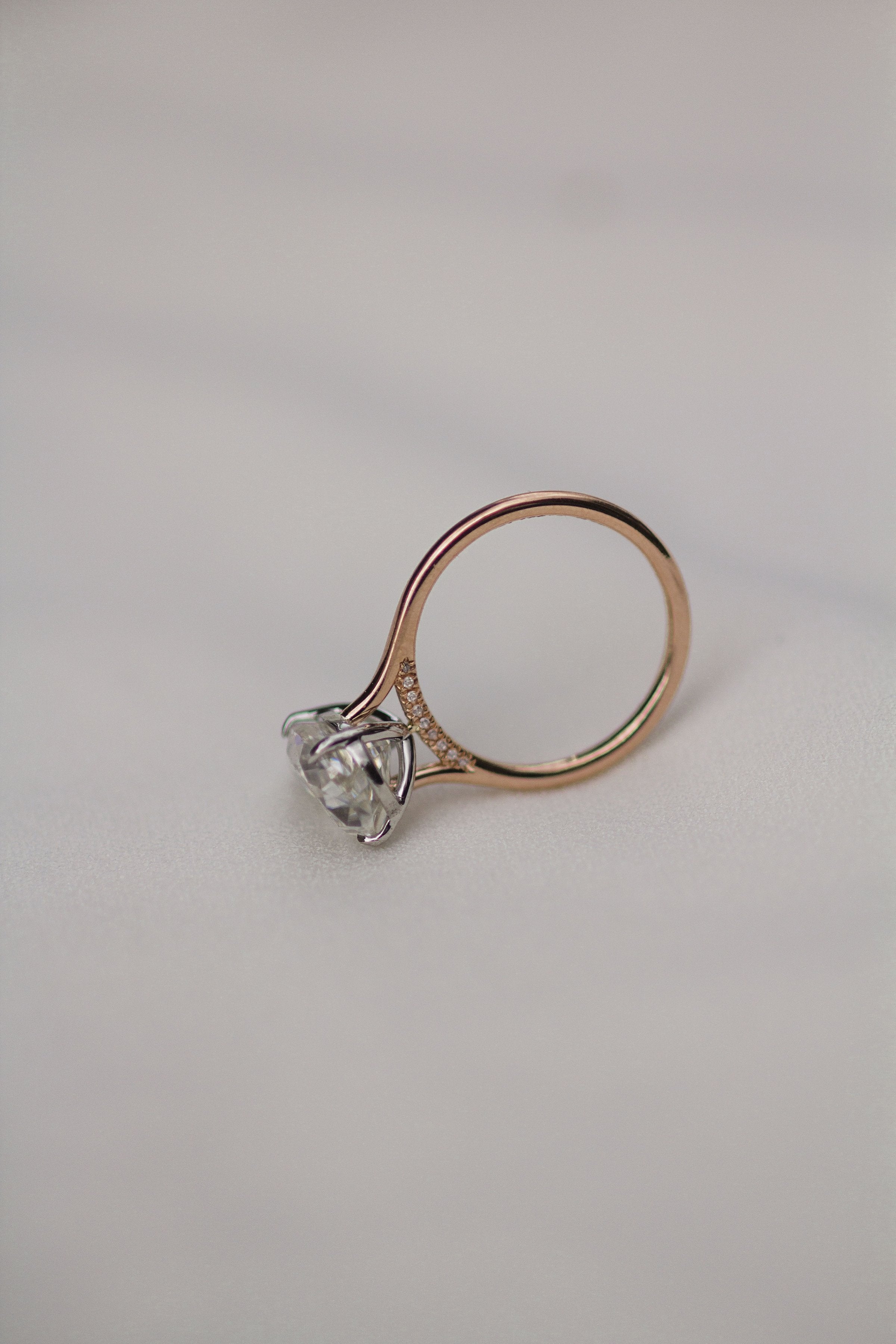 4.50 CT Pear Solitaire Bridge Moissanite Engagement Ring - crownmoissanite