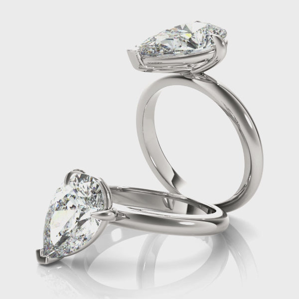 2.0 - 4.0 CT Pear Moissanite Solitaire Engagement Ring