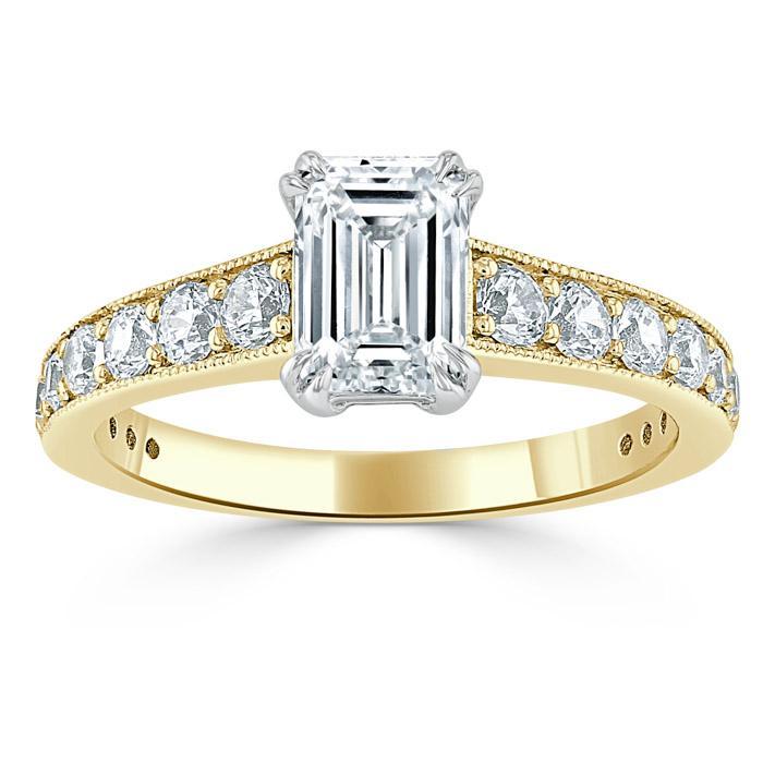 0.75 CT Emerald Cut Solitaire Moissanite Engagement Ring - crownmoissanite