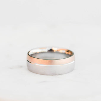 Satin-Finish Two Tone Regular Men's Band - crownmoissanite