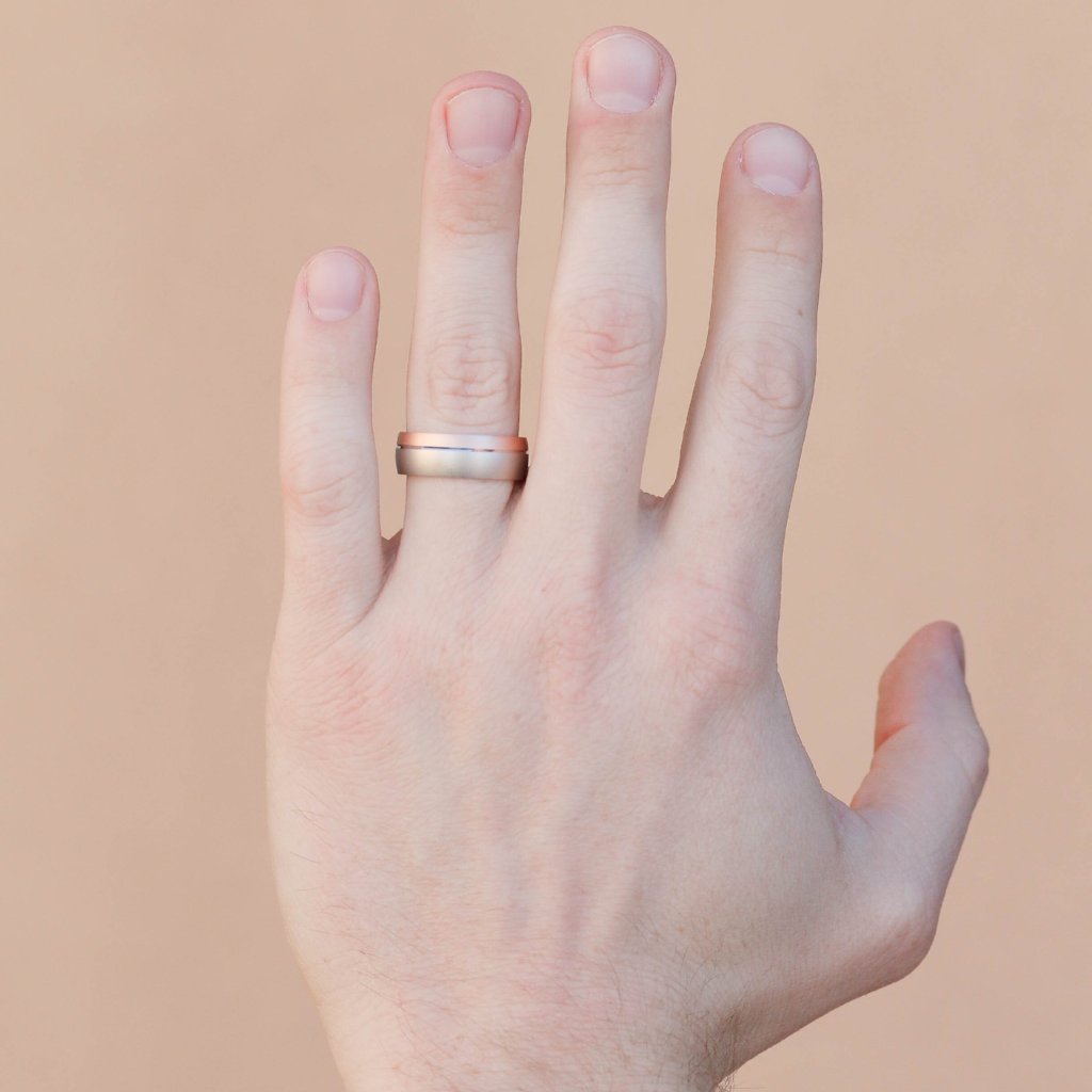 Satin-Finish Two Tone Regular Men's Band - crownmoissanite