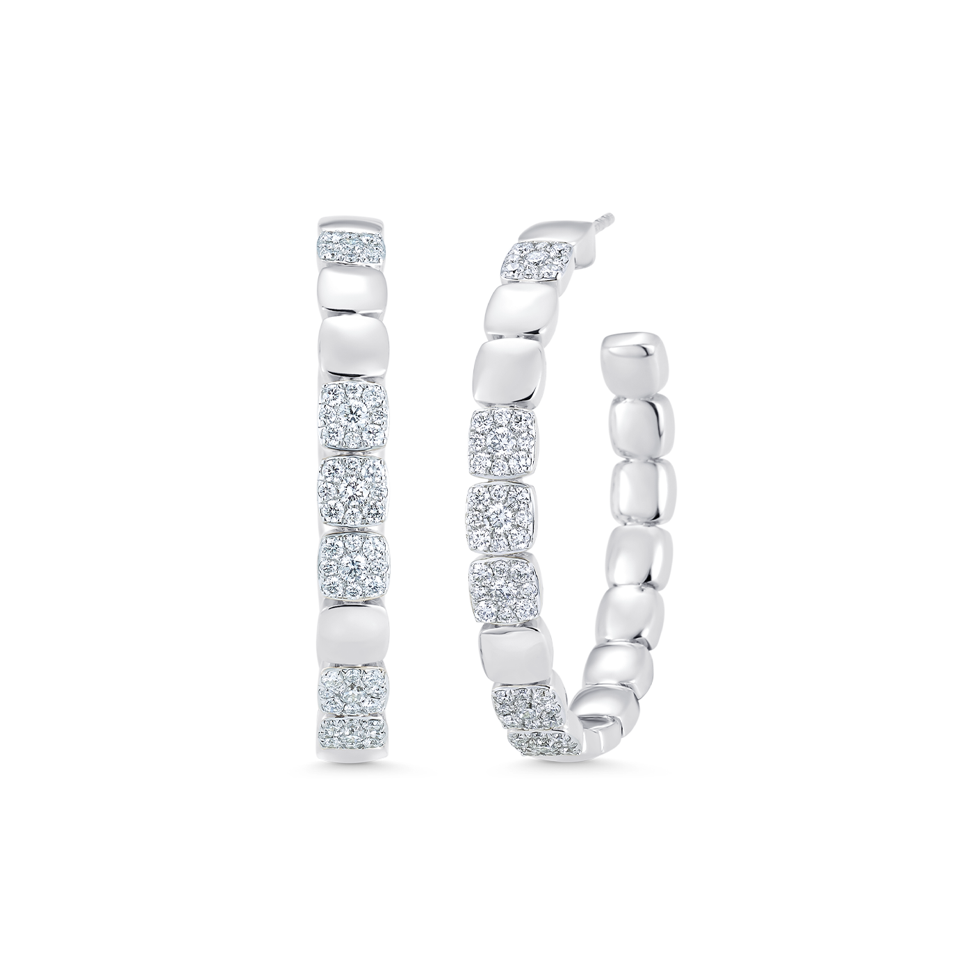 1.21 TCW Round Moissanite Diamond Beaded Hoop Earrings - crownmoissanite